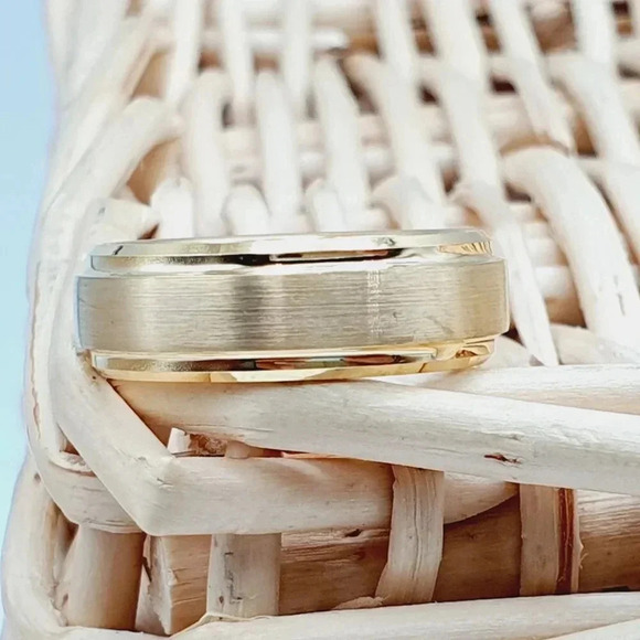 "Yellow Gold Tungsten Brushed Finish Wedding Ring for Women, GALTUN720 - Picture 5 of 11